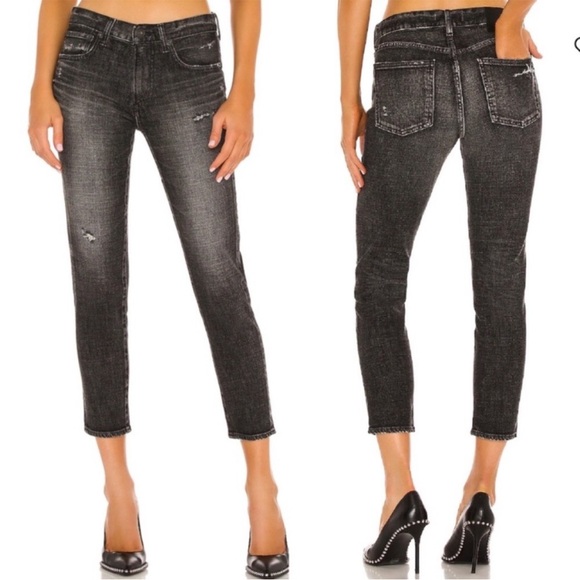 Moussy Denim - Moussy Vintage Prichard Skinny Jeans Faded Black Denim Distressed Size 25